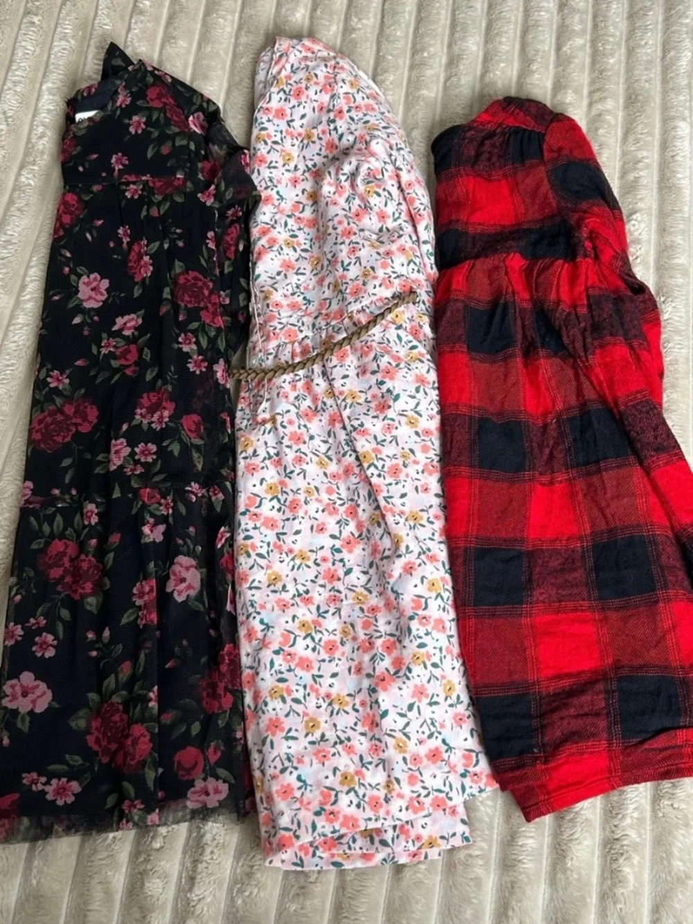 Old Navy & Carters Girls 5/6 Fall Winter Floral Plaid Dress Bundle Of 3 EUC